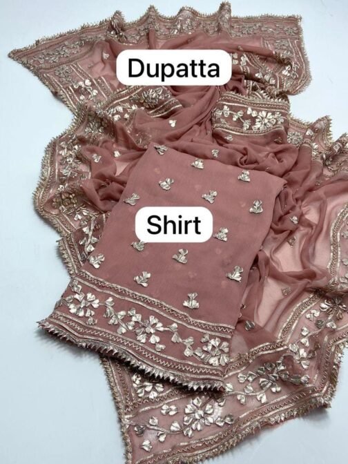 2 Pcs Women’s Unstitched Chiffon Embroidered Suit - Elegance in Every Thread - Image 2