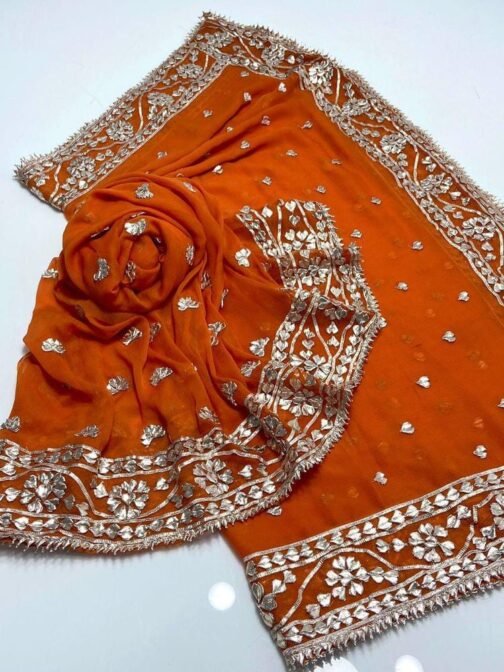 2 Pcs Women’s Unstitched Chiffon Embroidered Suit - Elegance in Every Thread - Image 5