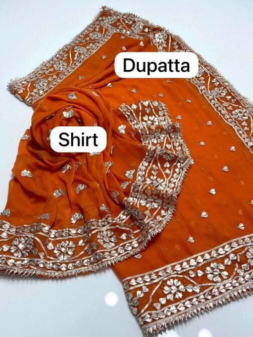 2 Pcs Women’s Unstitched Chiffon Embroidered Suit - Elegance in Every Thread - Image 4