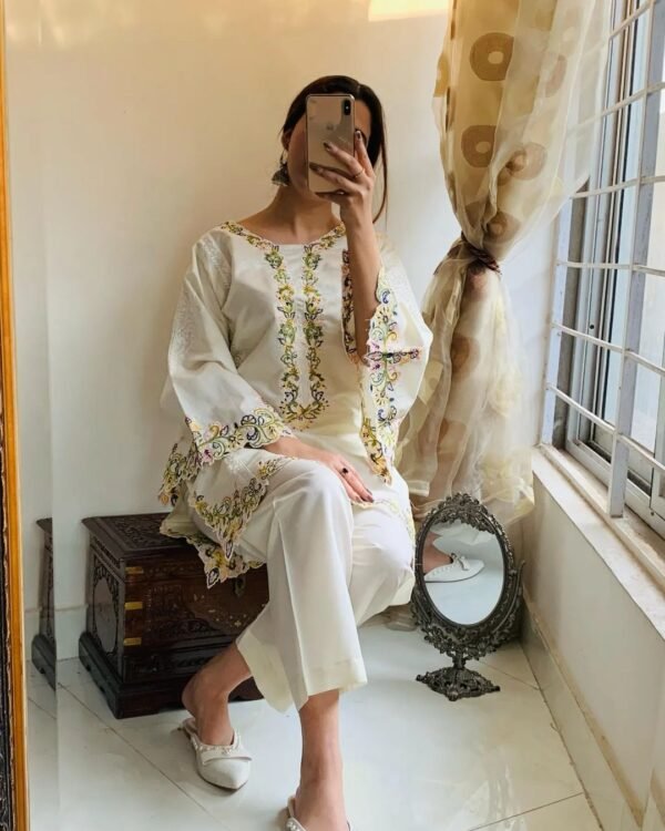 N E W C O L L E C T I O N 2 Pcs Cut Work Khadi Net Suit – Elegant Pakistani Fashion - Image 15