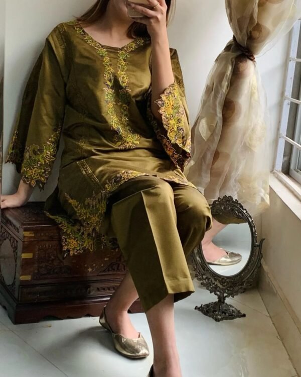 N E W C O L L E C T I O N 2 Pcs Cut Work Khadi Net Suit – Elegant Pakistani Fashion - Image 17