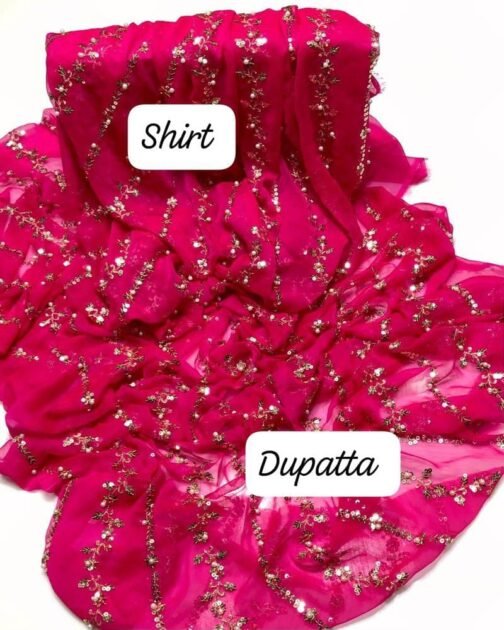 2 Pcs Unstitched Chiffon Embroidered Suits