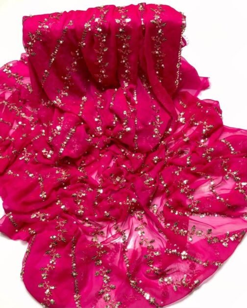 2 Pcs Unstitched Chiffon Embroidered Suits - Image 2
