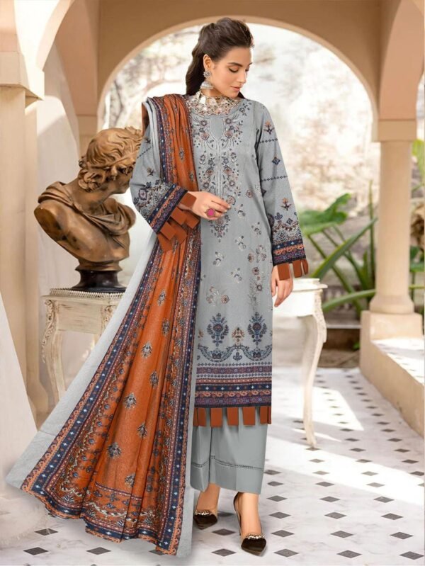 Nisha Designer 3 Pcs Unstitched Karandi Printed Suit - Image 2