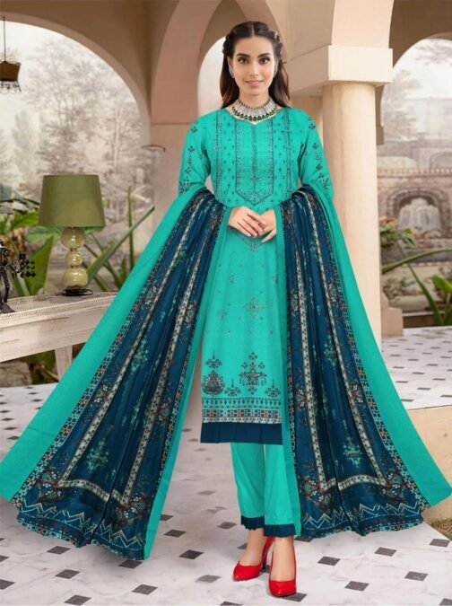 Nisha Designer 3 Pcs Unstitched Karandi Printed Suit - Image 3