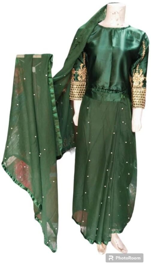 Silk Sequins Embroidered Stitched Saree – Exquisite Pakistani Fashion - Image 2
