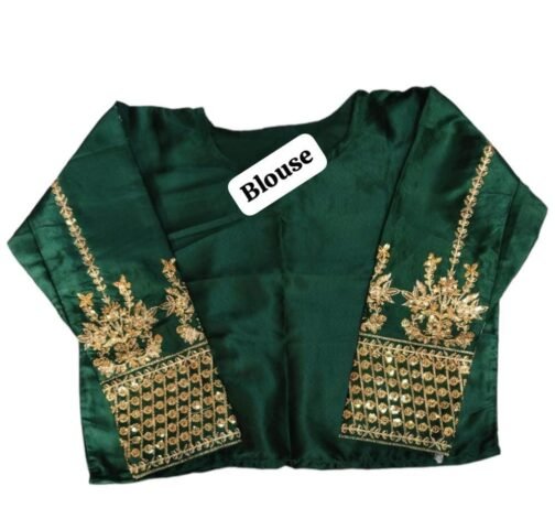 Silk Sequins Embroidered Stitched Saree – Exquisite Pakistani Fashion - Image 3