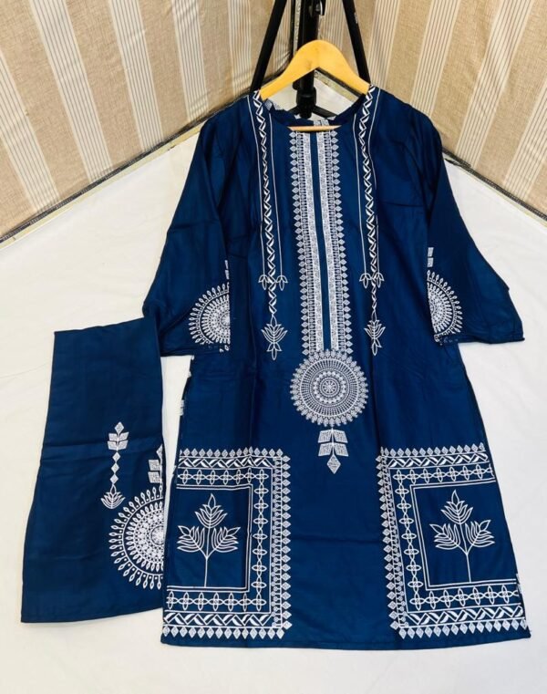 Sapphire Two Piece Linen Suit - Block Print Design - Image 5