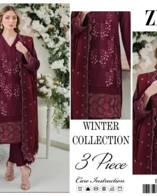 Ziva 3 Pcs Unstitched Dhanak Embroidered Suit