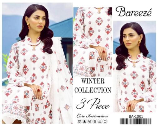 Bareeze 3 Pcs Women's Unstitched Dhanak Embroidered Suit - Timeless Elegance