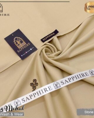 Sapphire Men’s Unstitched Wash and Wear Plain Suit – Winter Collection