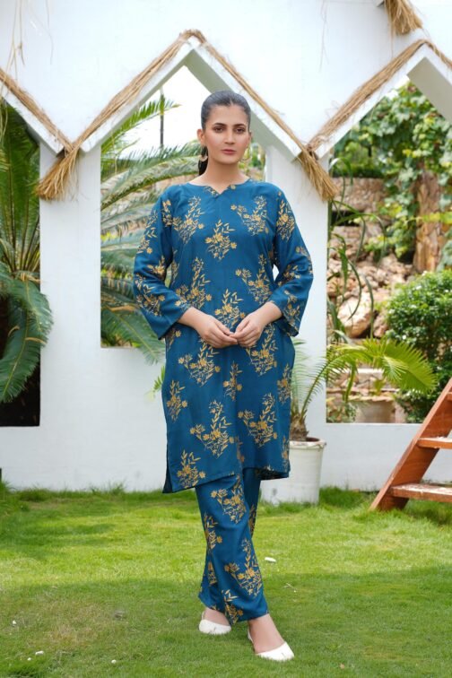Elegant 2pc Linen Leaf Design Suit – Soft Feel, Bold Look | MK Shopping Hub - Image 9
