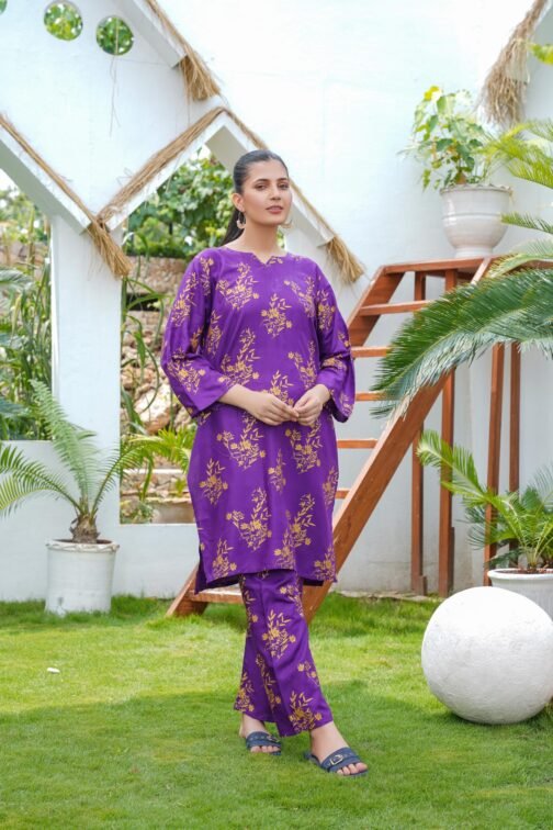 Elegant 2pc Linen Leaf Design Suit – Soft Feel, Bold Look | MK Shopping Hub - Image 18