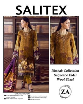3 Pcs Unstitched Dhanak Printed Embroidered Suit