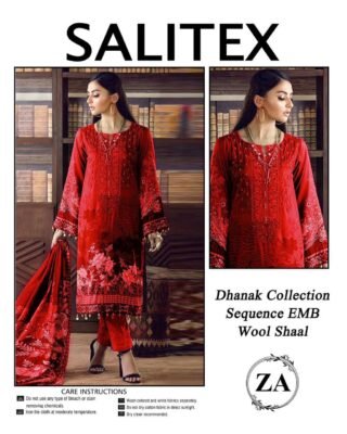 3 Pcs Unstitched Dhanak Printed Embroidered Suit