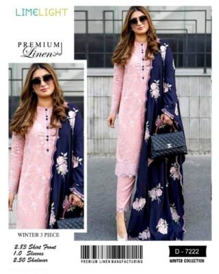 Lime Light 3 Pcs Unstitched Linen Embroidered Suit - Timeless Grace