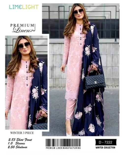 Lime Light 3 Pcs Unstitched Linen Embroidered Suit - Timeless Grace
