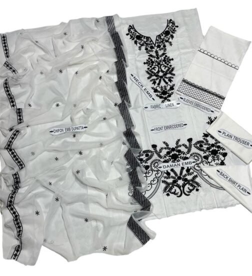 Lime Light 3-Piece Unstitched Premium Linen Embroidered Suit - Image 2