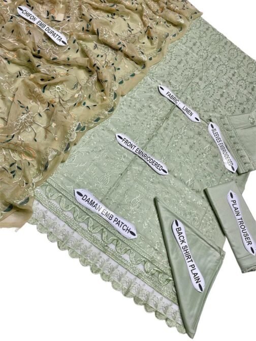 3 Pcs Unstitched Premium Linen Embroidered Suit - Image 2