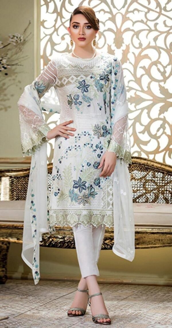 3 Pcs Unstitched Linen Embroidered Suit - Timeless Elegance