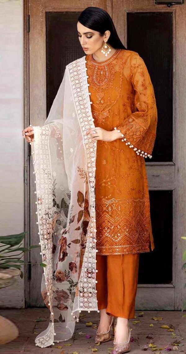 Elegant 3 Pcs Women’s Unstitched Linen Embroidered Suit - Timeless Grace