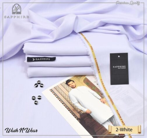 Sapphire Men’s Unstitched Wash and Wear Plain Suit - Effortless Style - Image 2