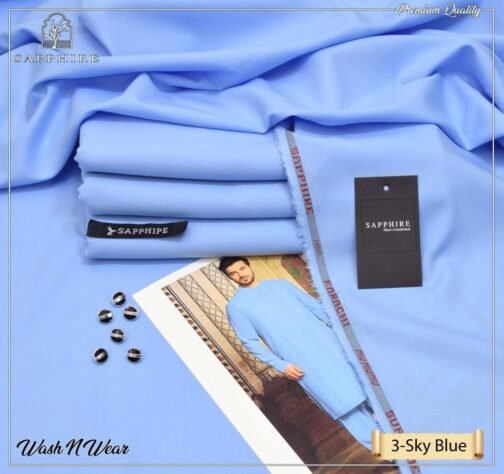 Sapphire Men’s Unstitched Wash and Wear Plain Suit - Effortless Style