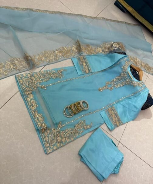 3pc Fancy Crinkle Chiffon Suit – Elegant Pakistani Attire - Image 4