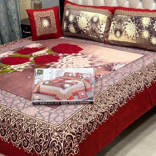 4 Pcs Crystal Cotton Printed Double Bedsheet