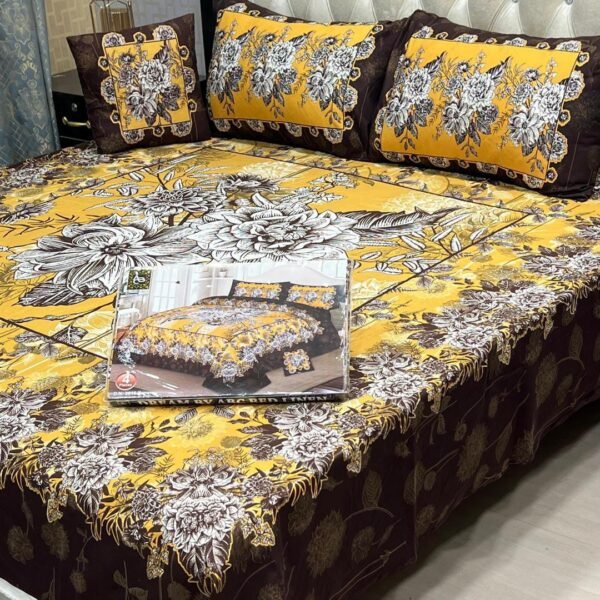 4 Pcs Crystal Cotton Printed Double Bedsheet - Image 4