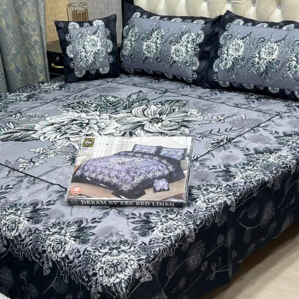 4 Pcs Crystal Cotton Printed Double Bedsheet - Image 7