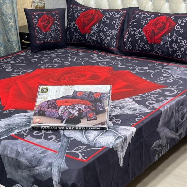 4 Pcs Crystal Cotton Printed Double Bedsheet - Image 8