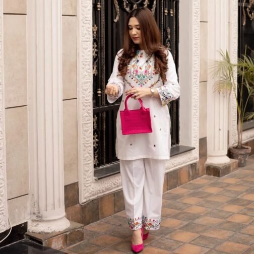 2PC Mirror Embroidery Shirt with Plazo