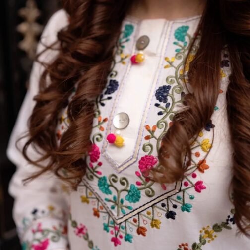 2PC Mirror Embroidery Shirt with Plazo - Image 3