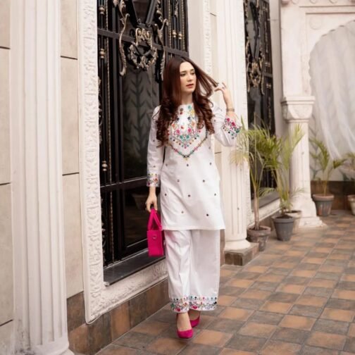 2PC Mirror Embroidery Shirt with Plazo - Image 5