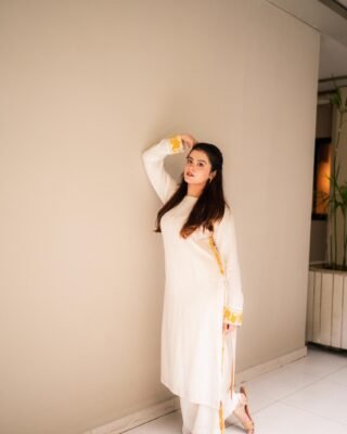 2pc Golden Embroidery Palazzo Set – Elegant and Stylish