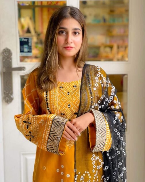 Stunning 3pcs Embroidery Chunri Silk Mirror Work Suit – Festive Elegance Redefined - Image 6