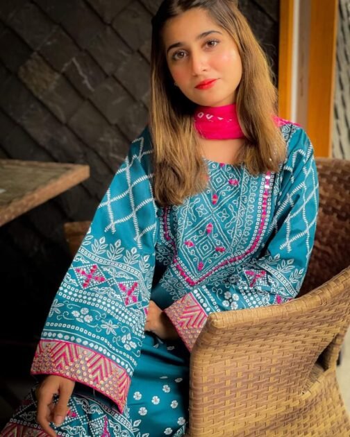 Stunning 3pcs Embroidery Chunri Silk Mirror Work Suit – Festive Elegance Redefined - Image 10