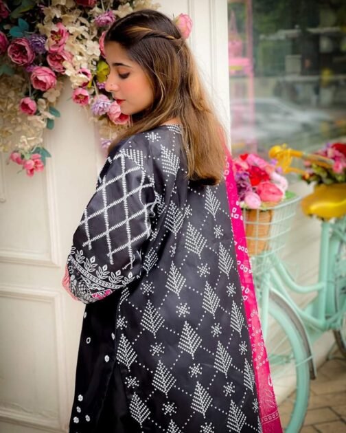 Stunning 3pcs Embroidery Chunri Silk Mirror Work Suit – Festive Elegance Redefined - Image 14