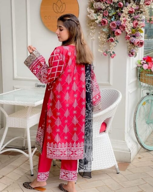 Stunning 3pcs Embroidery Chunri Silk Mirror Work Suit – Festive Elegance Redefined - Image 16