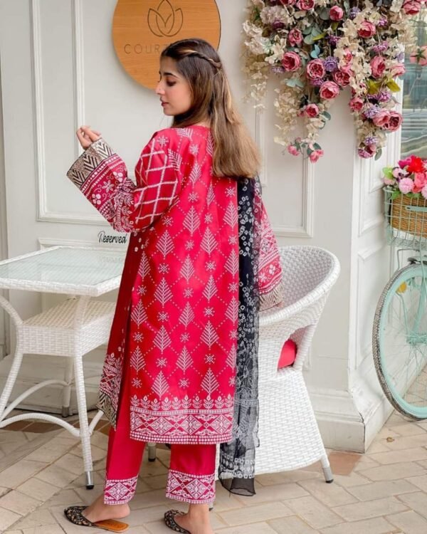 3pcs Embroidery Chunri Silk Mirror Work Suit - Image 16