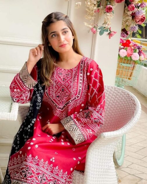 Stunning 3pcs Embroidery Chunri Silk Mirror Work Suit – Festive Elegance Redefined - Image 17