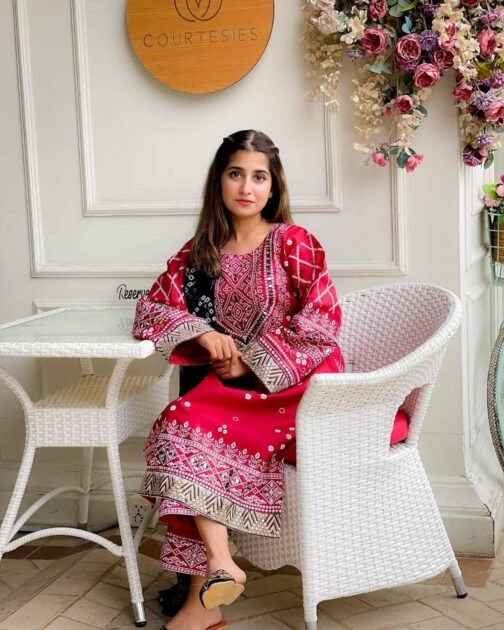 Stunning 3pcs Embroidery Chunri Silk Mirror Work Suit – Festive Elegance Redefined - Image 18