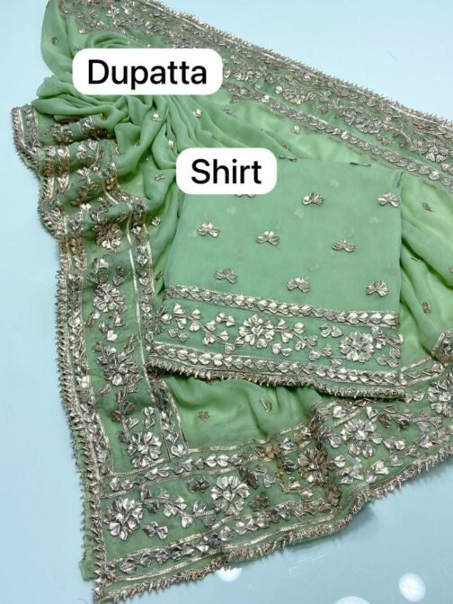 2 Pcs Women’s Unstitched Chiffon Embroidered Suit - Elegance in Every Thread - Image 8