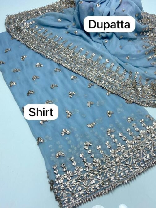 2 Pcs Women’s Unstitched Chiffon Embroidered Suit - Elegance in Every Thread - Image 12