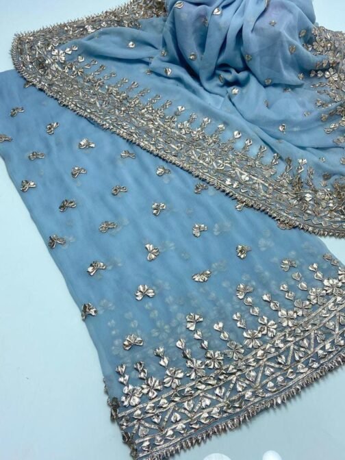 2 Pcs Women’s Unstitched Chiffon Embroidered Suit - Elegance in Every Thread - Image 13