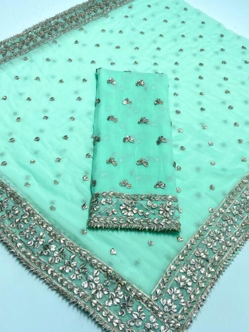 2 Pcs Women’s Unstitched Chiffon Embroidered Suit - Elegance in Every Thread - Image 14