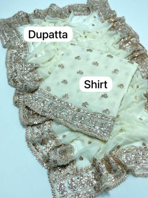 2 Pcs Women’s Unstitched Chiffon Embroidered Suit - Elegance in Every Thread - Image 16