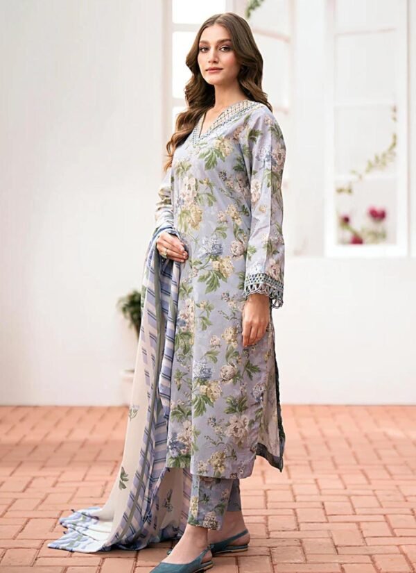 Baroque 3 Pcs Unstitched Linen Digital Print Suit - Image 2