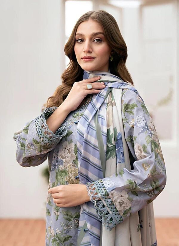 Baroque 3 Pcs Unstitched Linen Digital Print Suit - Image 3